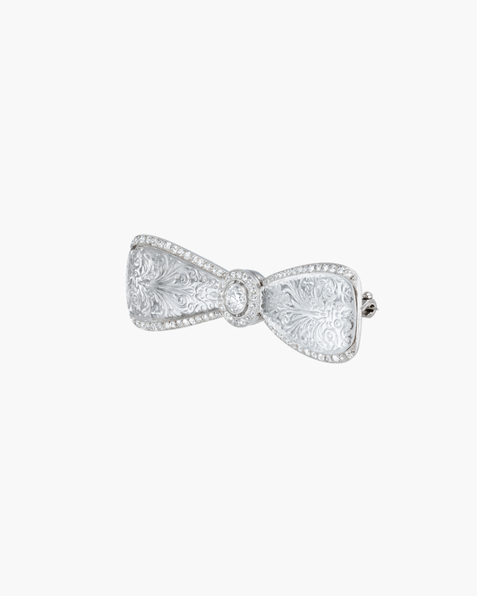 Edwardian Rock Crystal and Diamond Bow Knot Brooch by Cartier
