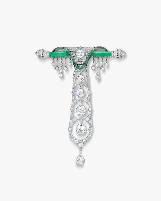 Edwardian Jade and Diamond Pendant Brooch