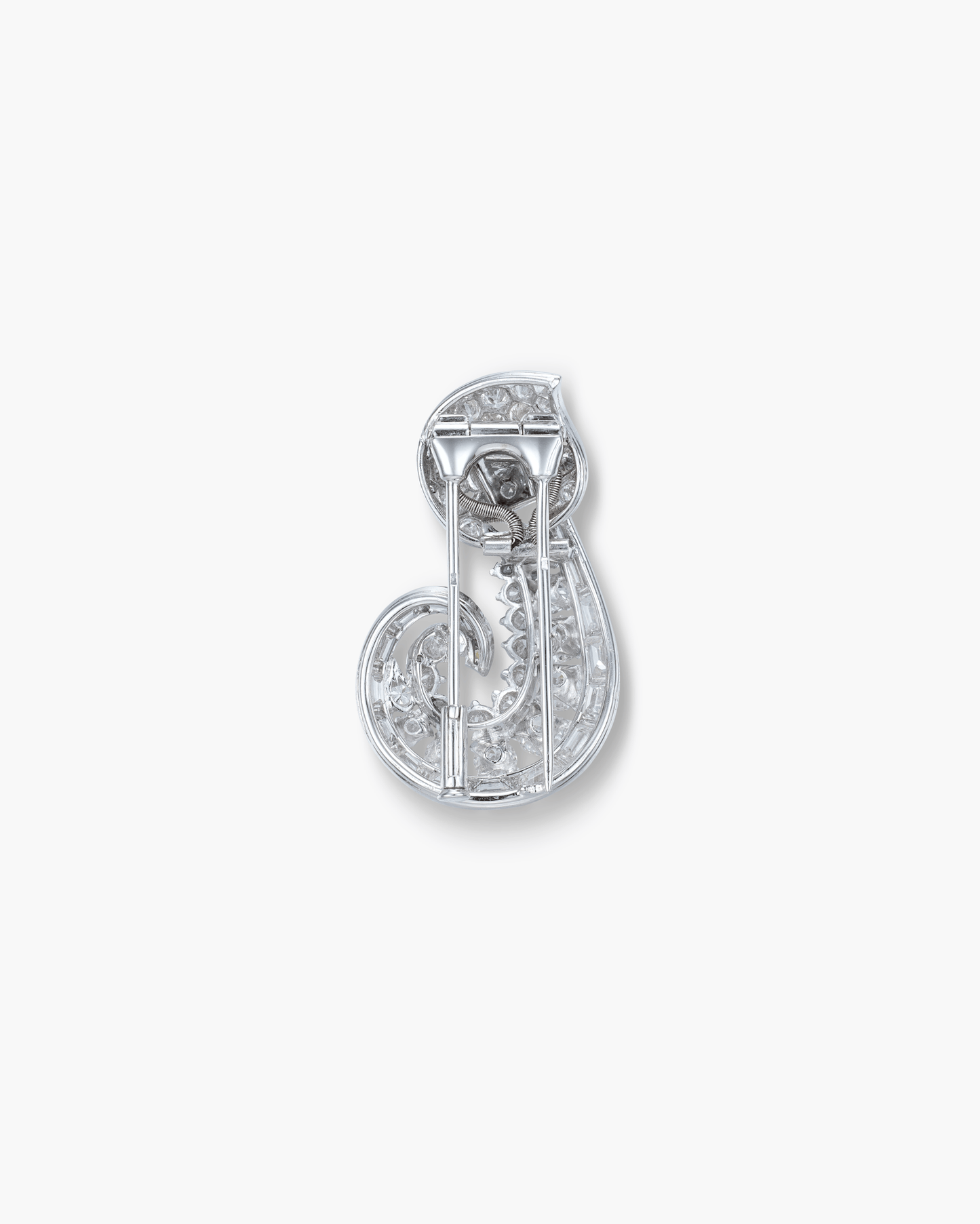 Estate Diamond Scroll Clip Brooch by Cartier