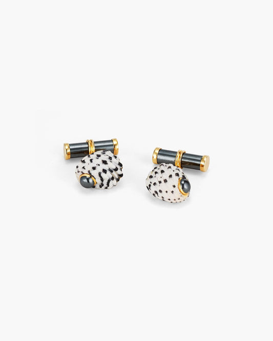 Nerita Textilis Shell and Hematite Cufflinks