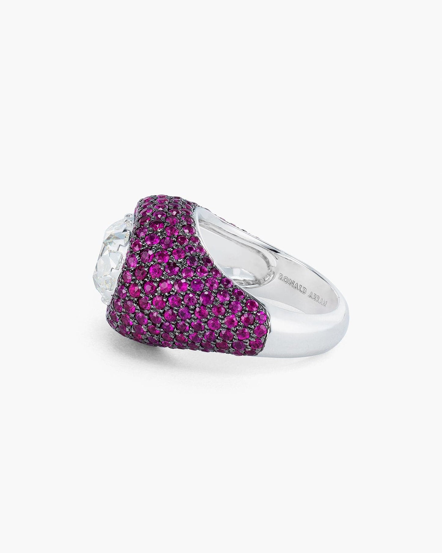 3.01 carat Cushion Cut Diamond and Ruby Ring