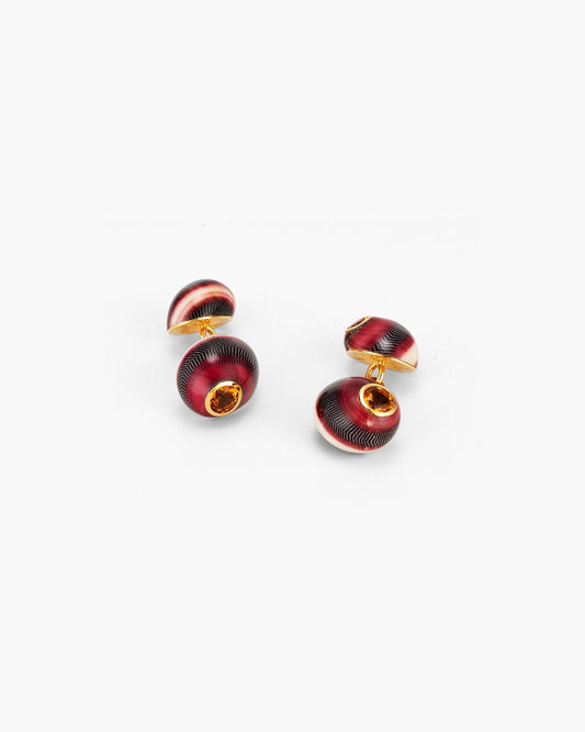 Nerita Communis Shell and Citrine Cufflinks