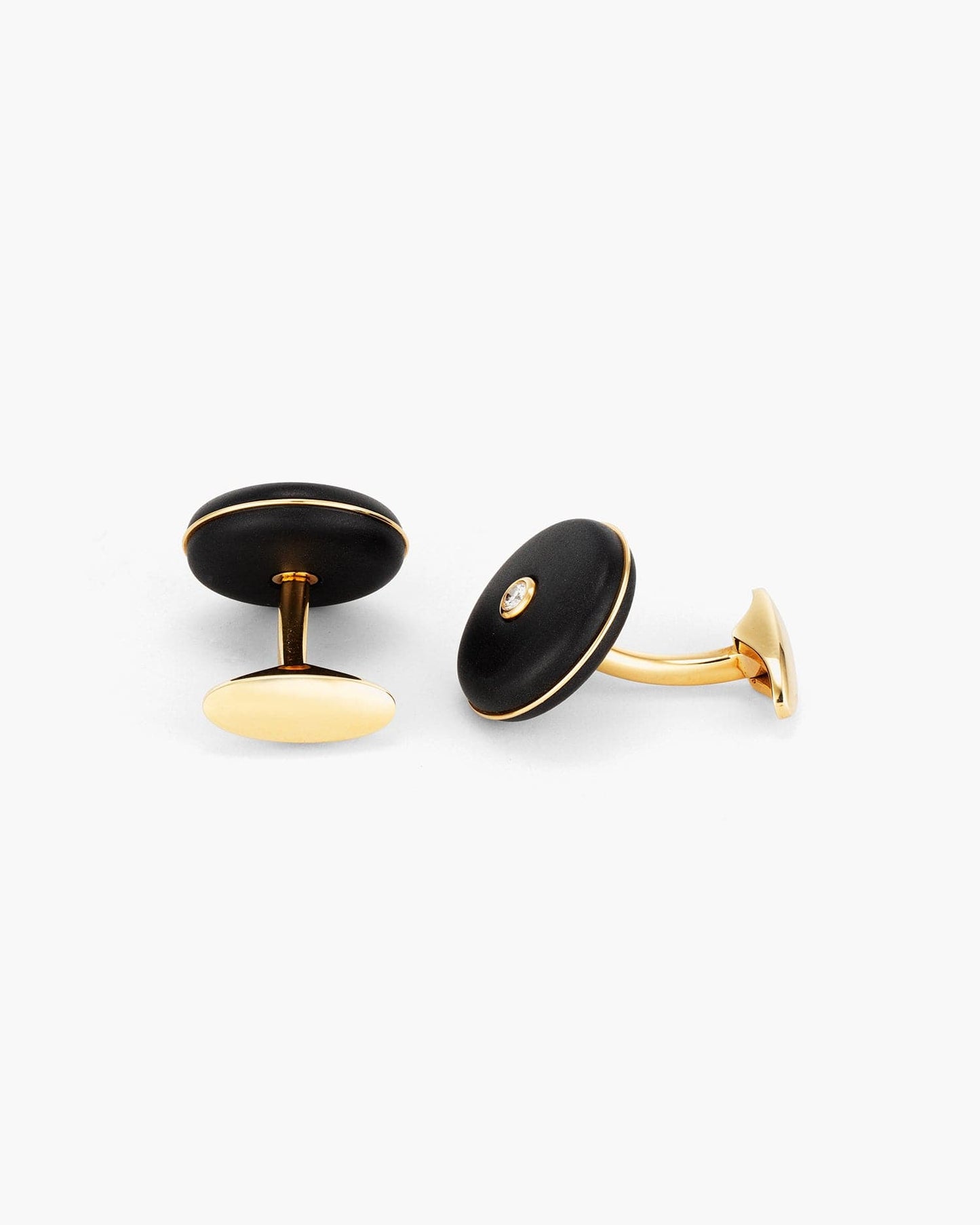 Diamond and Onyx Circular Framed Cufflinks