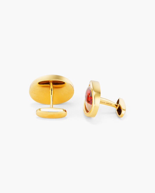 Mother of Pearl and Crystal Hand Painted Hardtop Red Car Cufflinks