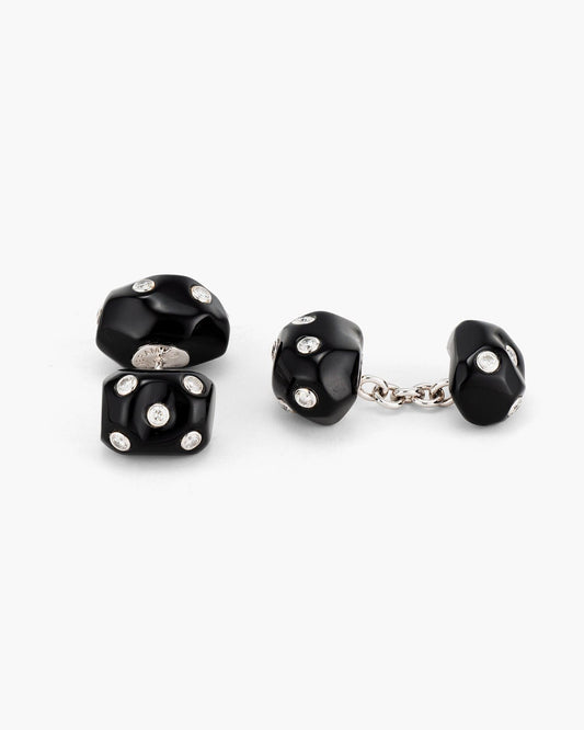 Diamond and Onyx Nugget Cufflinks