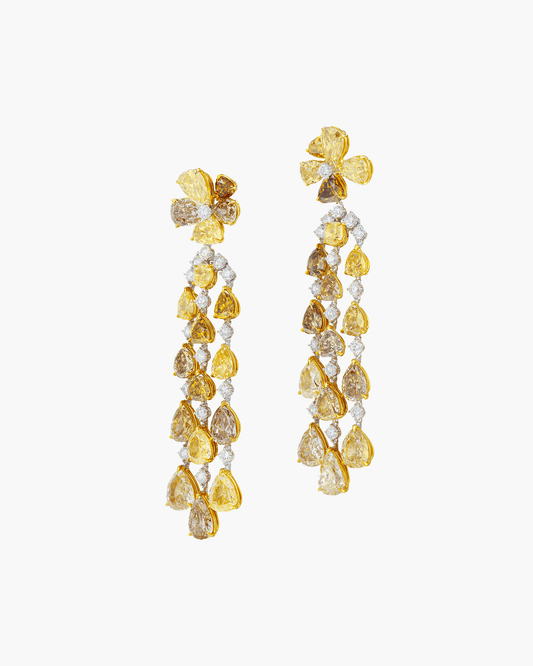Fancy Coloured Diamond Chandelier Earrings