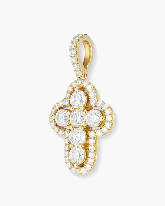 Old European Cut Diamond Cross Pendant Necklace, 1.22 carats