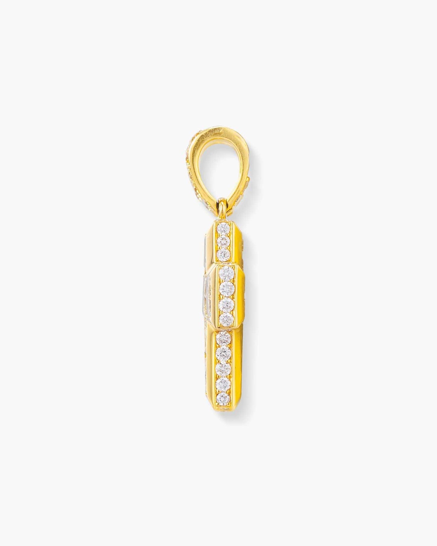 Princess Cut Yellow and White Diamond Cross Pendant Necklace, 1.77 carats