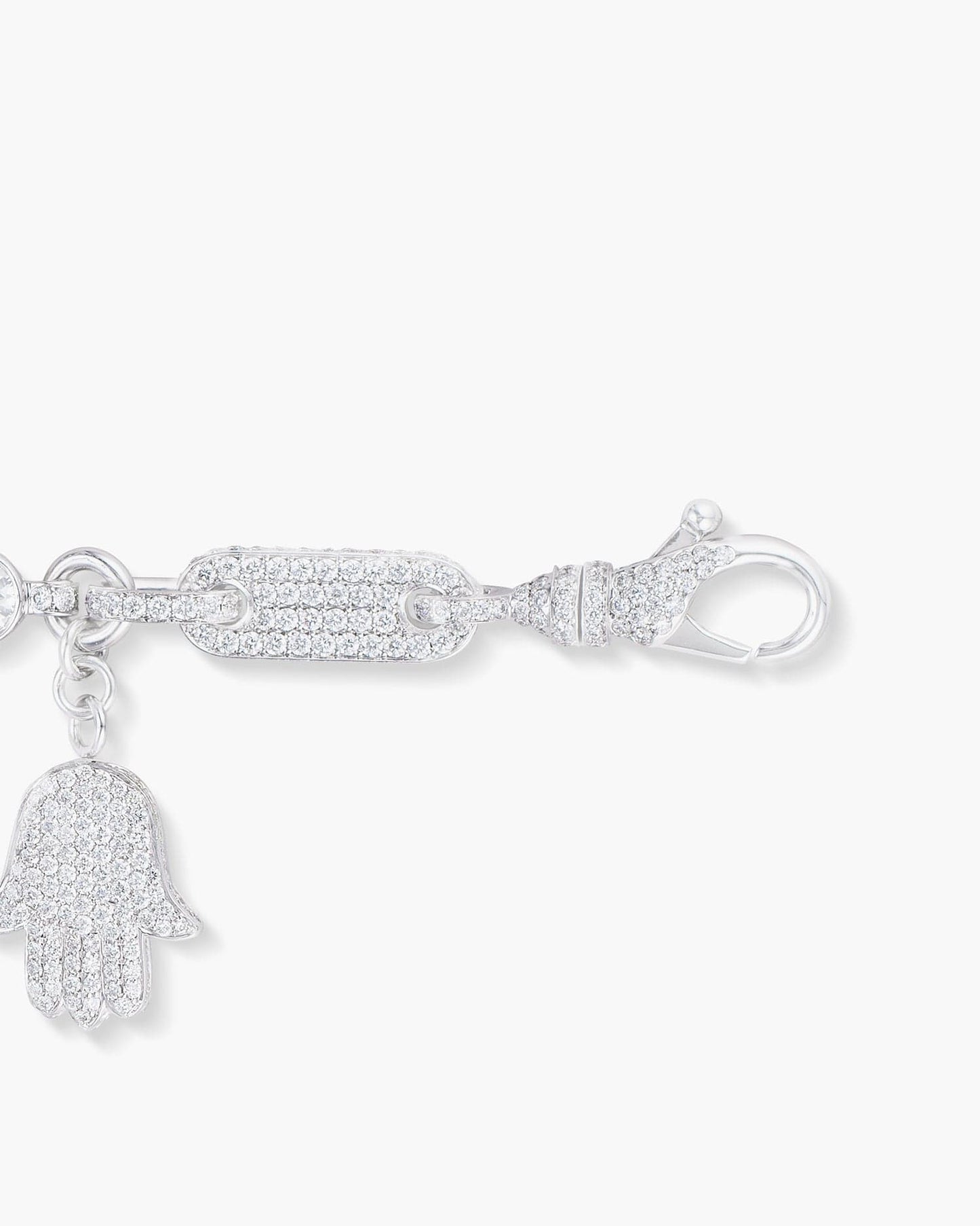 Diamond Charm Bracelet with Hamsa Charm