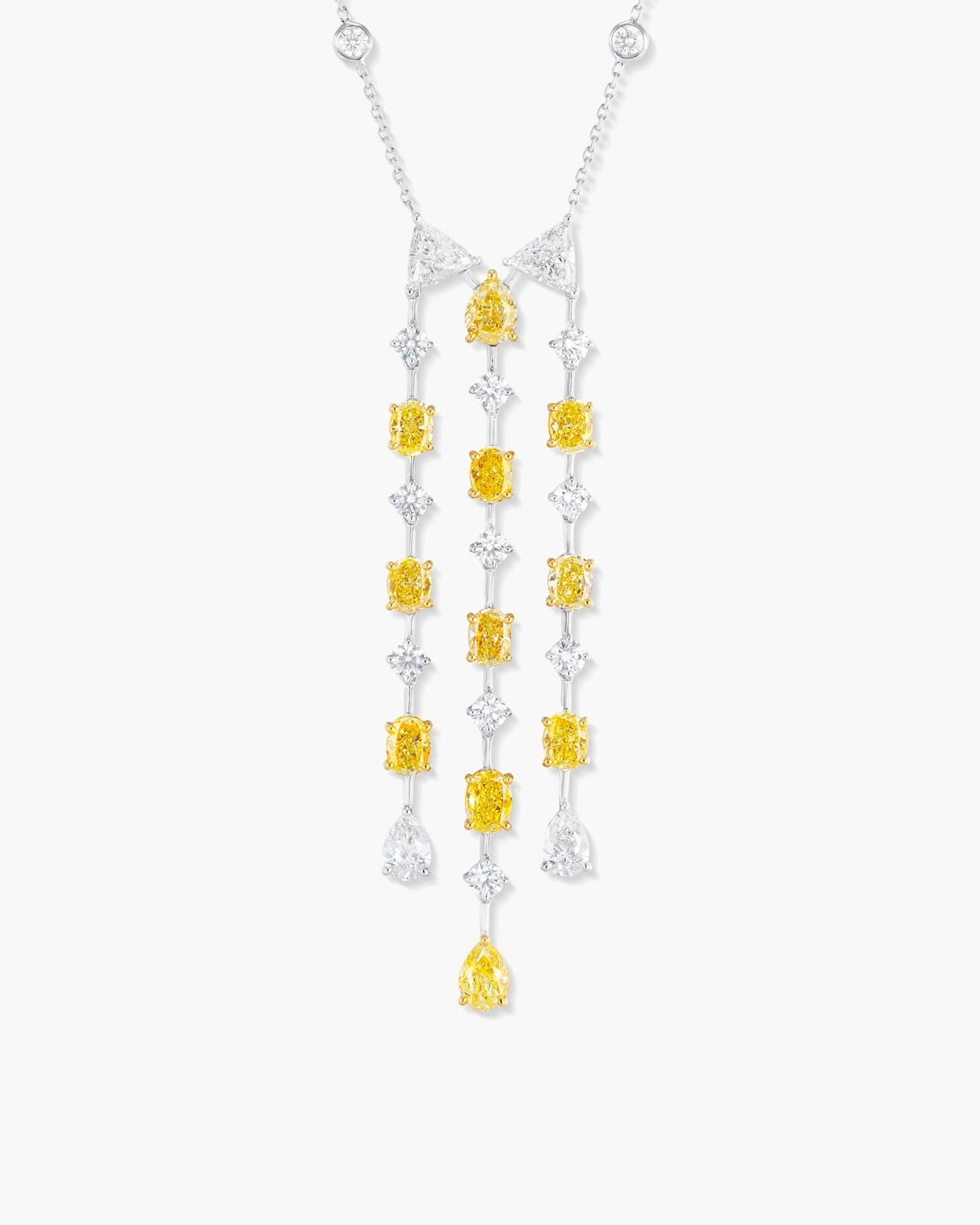 Fancy Shaped Yellow and White Diamond Necklace, 8.60 carats