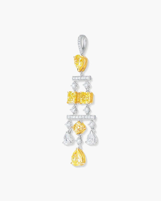 Fancy Shaped Yellow and White Diamond Pendant Necklace, 3.71 carats
