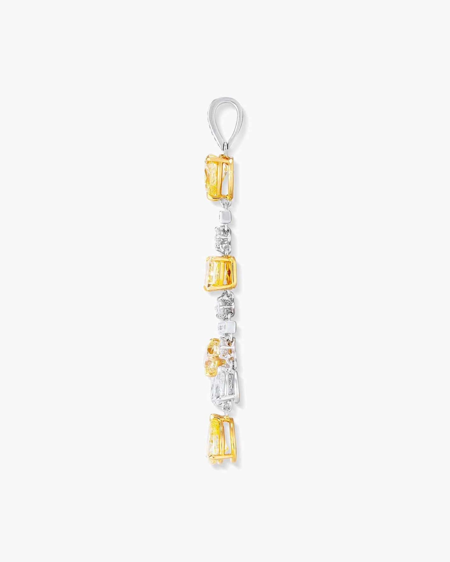Fancy Shaped Yellow and White Diamond Pendant Necklace, 3.71 carats