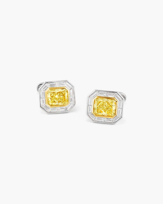 Yellow and White Diamond Cufflinks