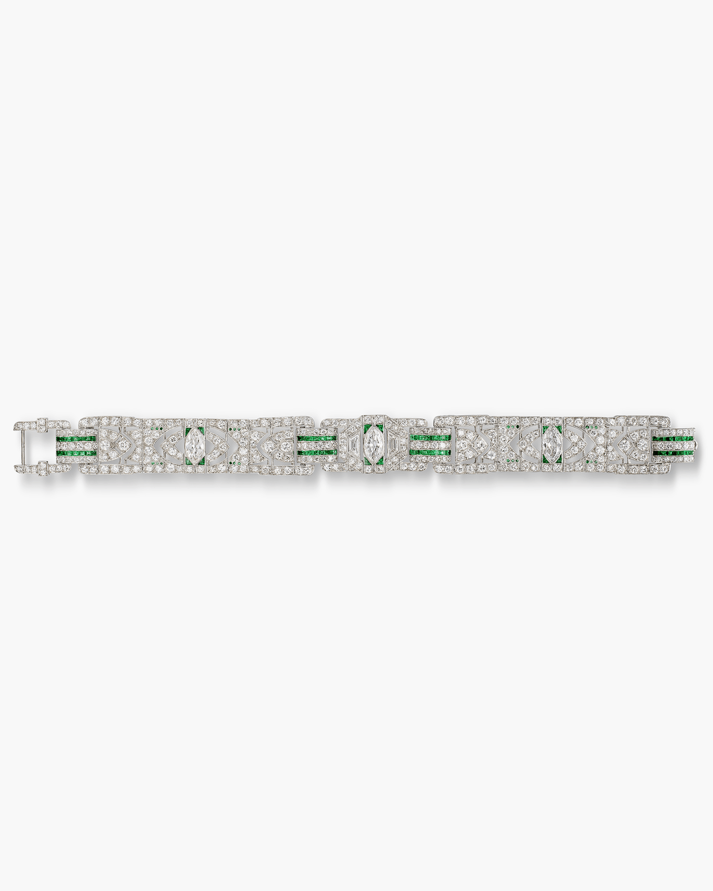 Art Deco Diamond and Emerald Bracelet