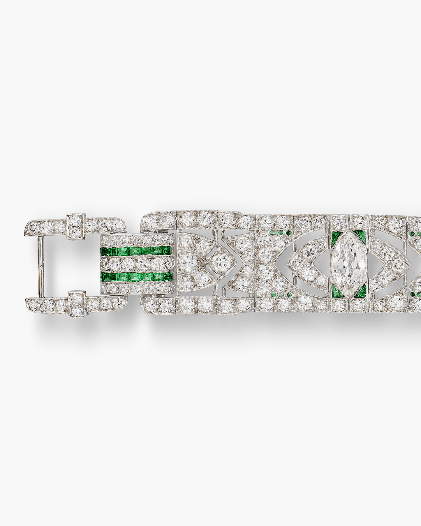 Art Deco Diamond and Emerald Bracelet