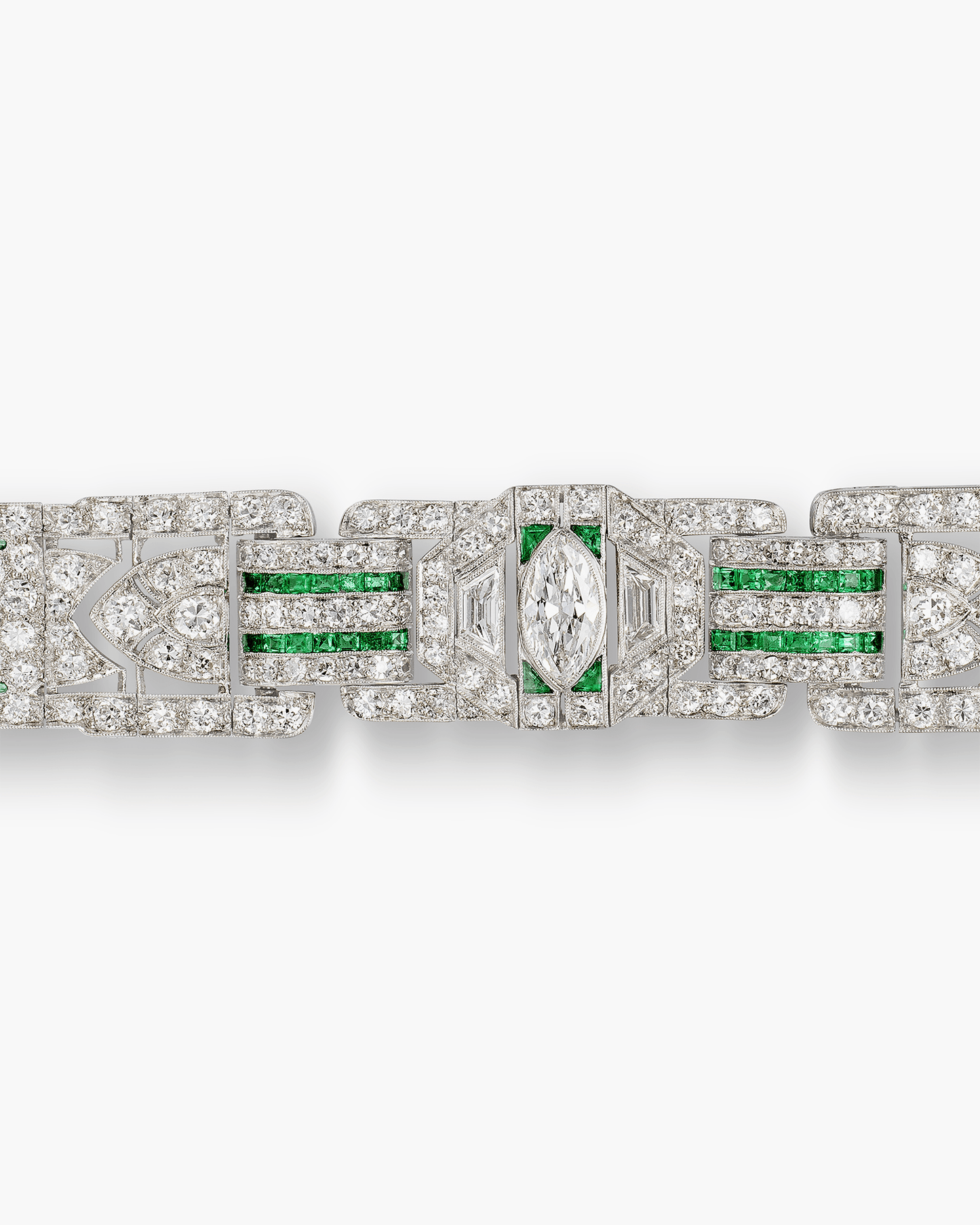 Art Deco Diamond and Emerald Bracelet