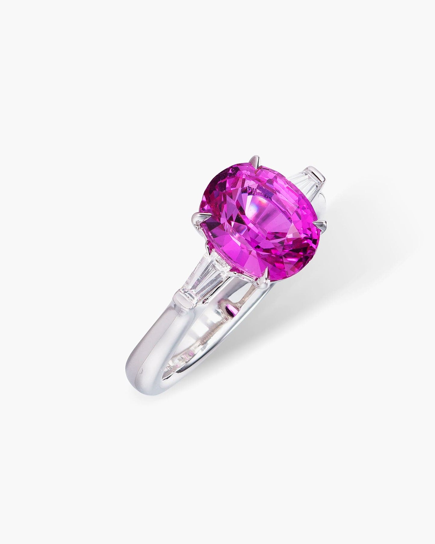 3.25 carat Oval Shape Ceylon Pink Sapphire and Diamond Ring