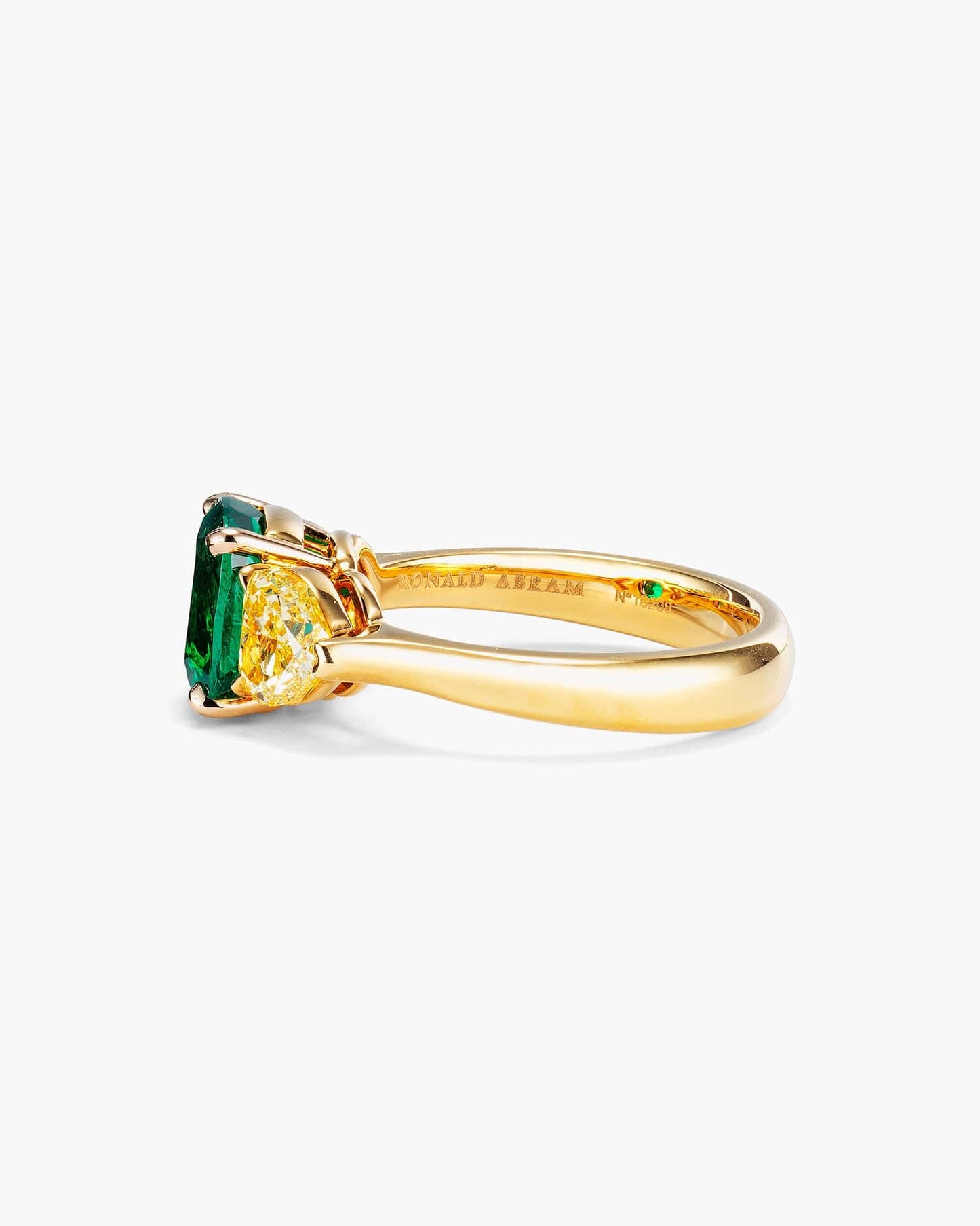 2.32 carat Cushion Cut Colombian Emerald and Yellow Diamond Ring