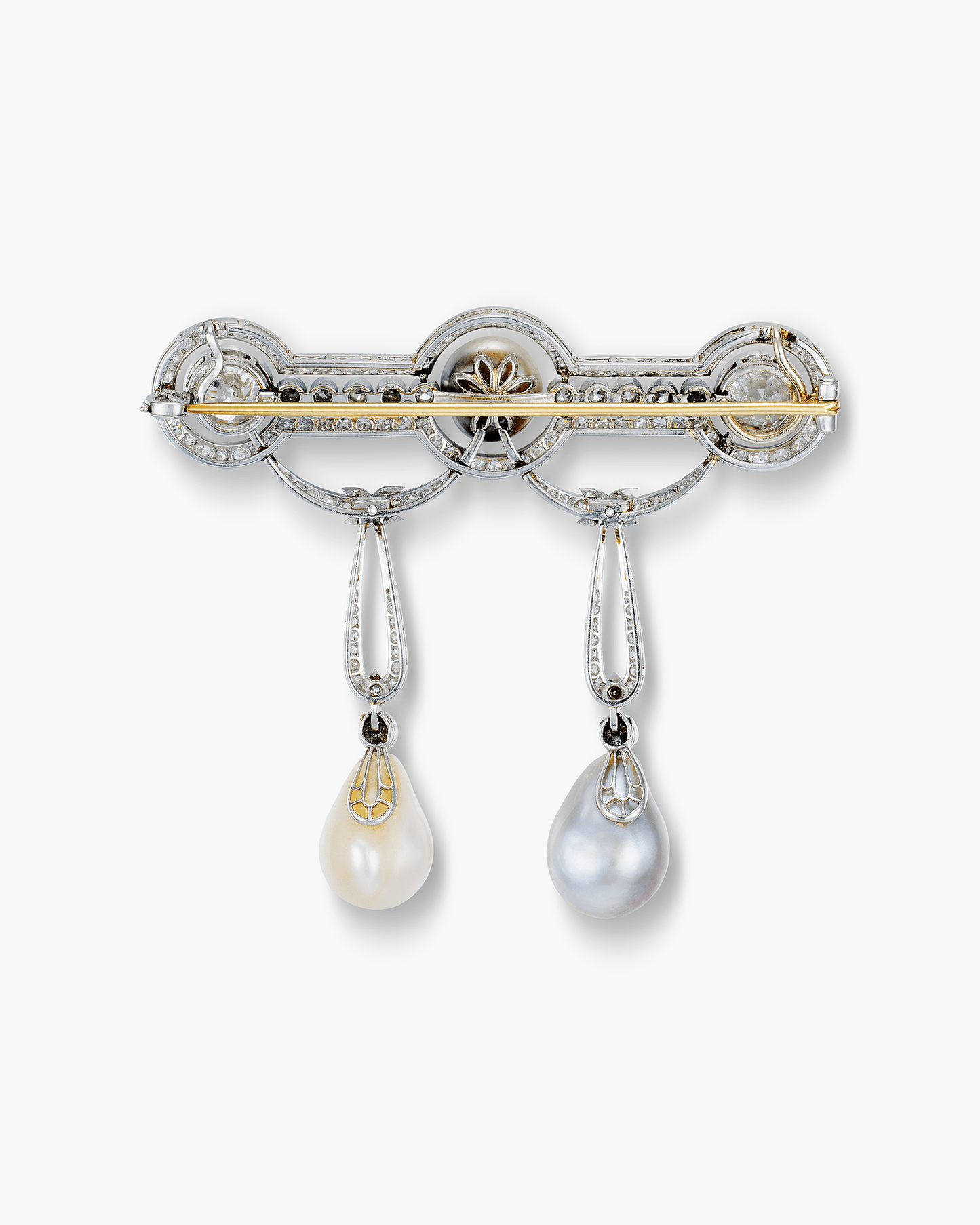 Edwardian Natural Pearl and Diamond Brooch