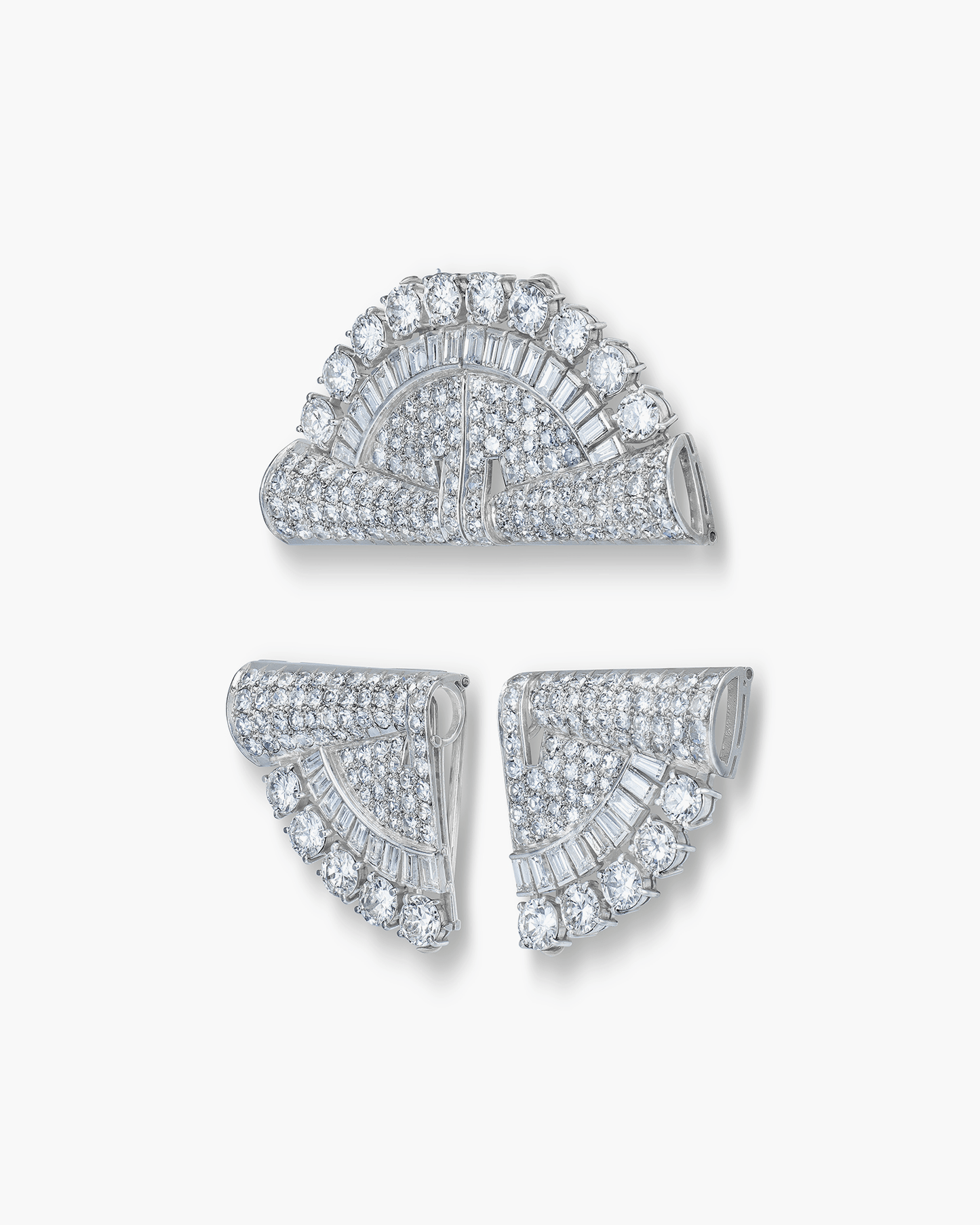 Art Deco Diamond Triple Clip Brooch