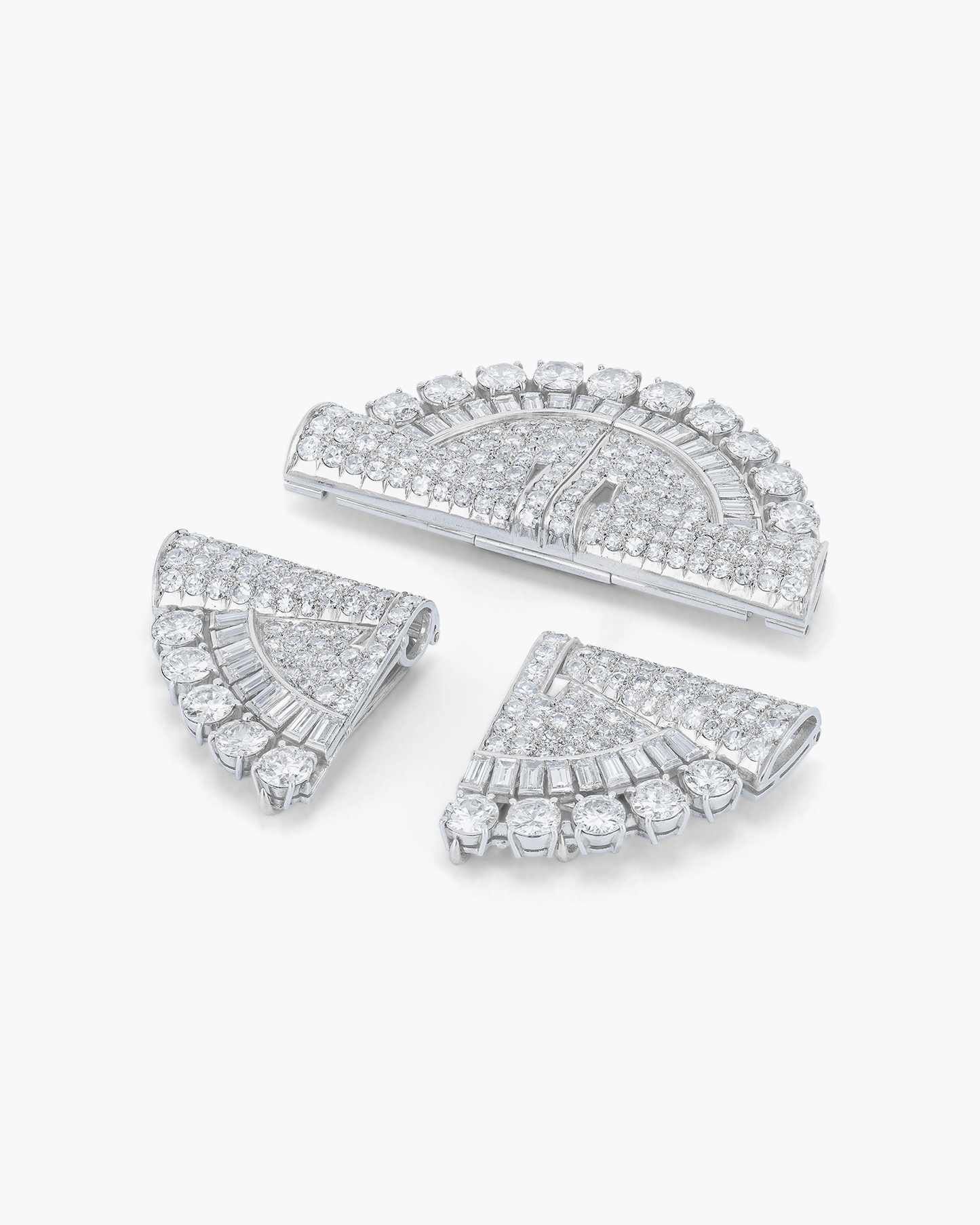 Art Deco Diamond Triple Clip Brooch