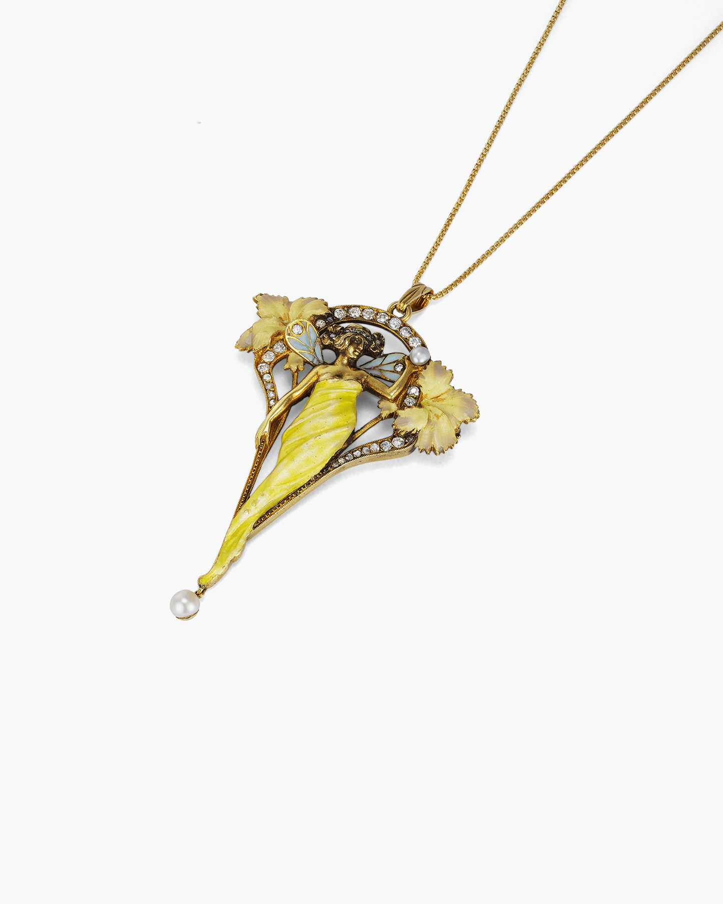 Art Nouveau Plique-à-jour Diamond Pendant by Masriera y Carreras