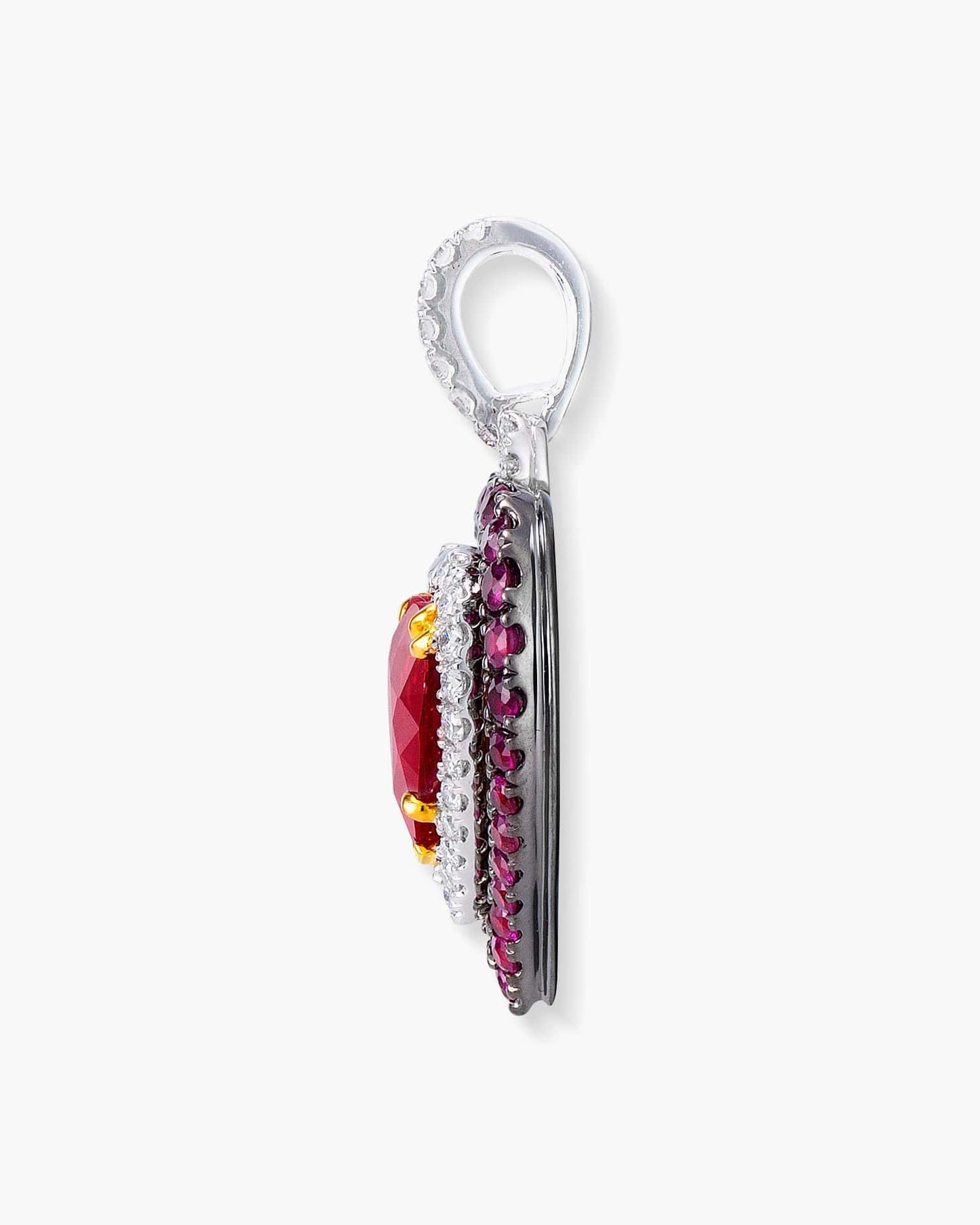 1.49 carat Heart Shape Burmese Ruby and Diamond Pendant Necklace