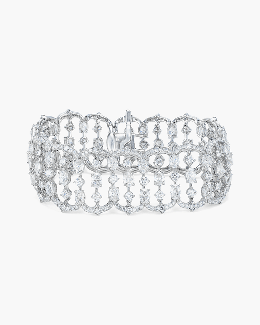 Oval Shape and Round Diamond Arch Bracelet