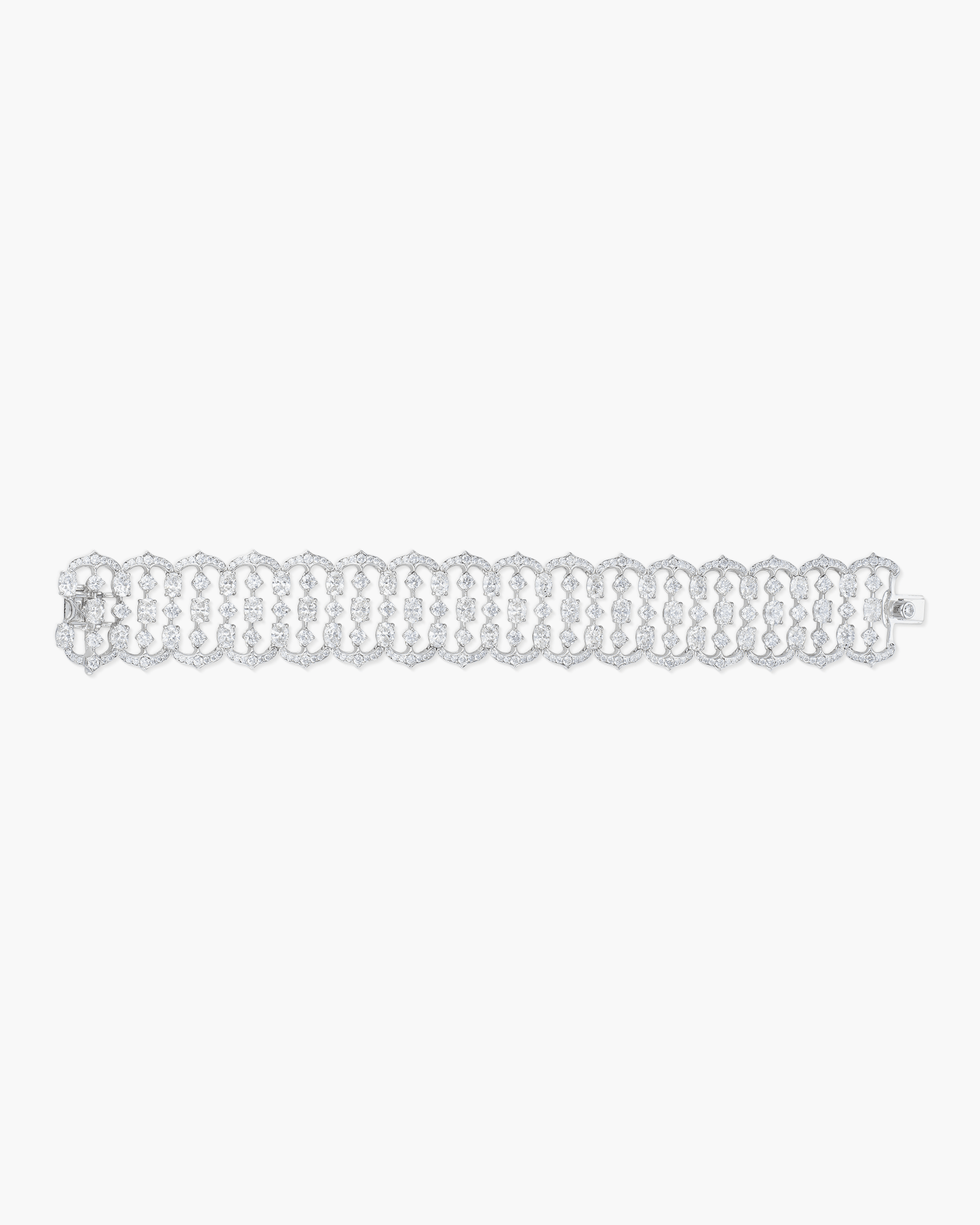 Oval Shape and Round Diamond Arch Bracelet