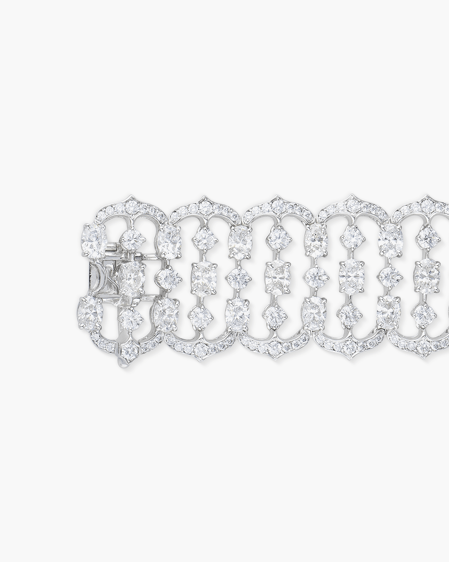 Oval Shape and Round Diamond Arch Bracelet