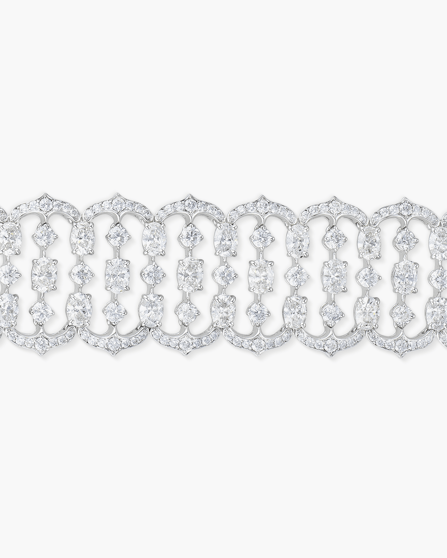 Oval Shape and Round Diamond Arch Bracelet