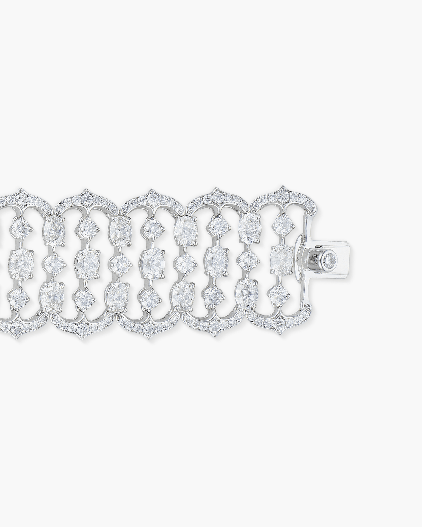 Oval Shape and Round Diamond Arch Bracelet