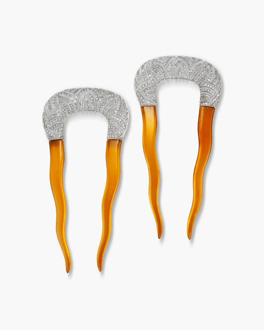 Edwardian Diamond and Tortoise Shell Hair Combs