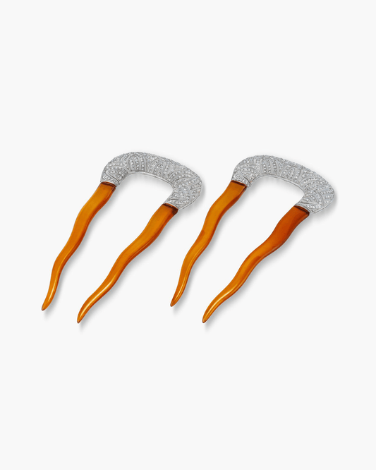 Edwardian Diamond and Tortoise Shell Hair Combs