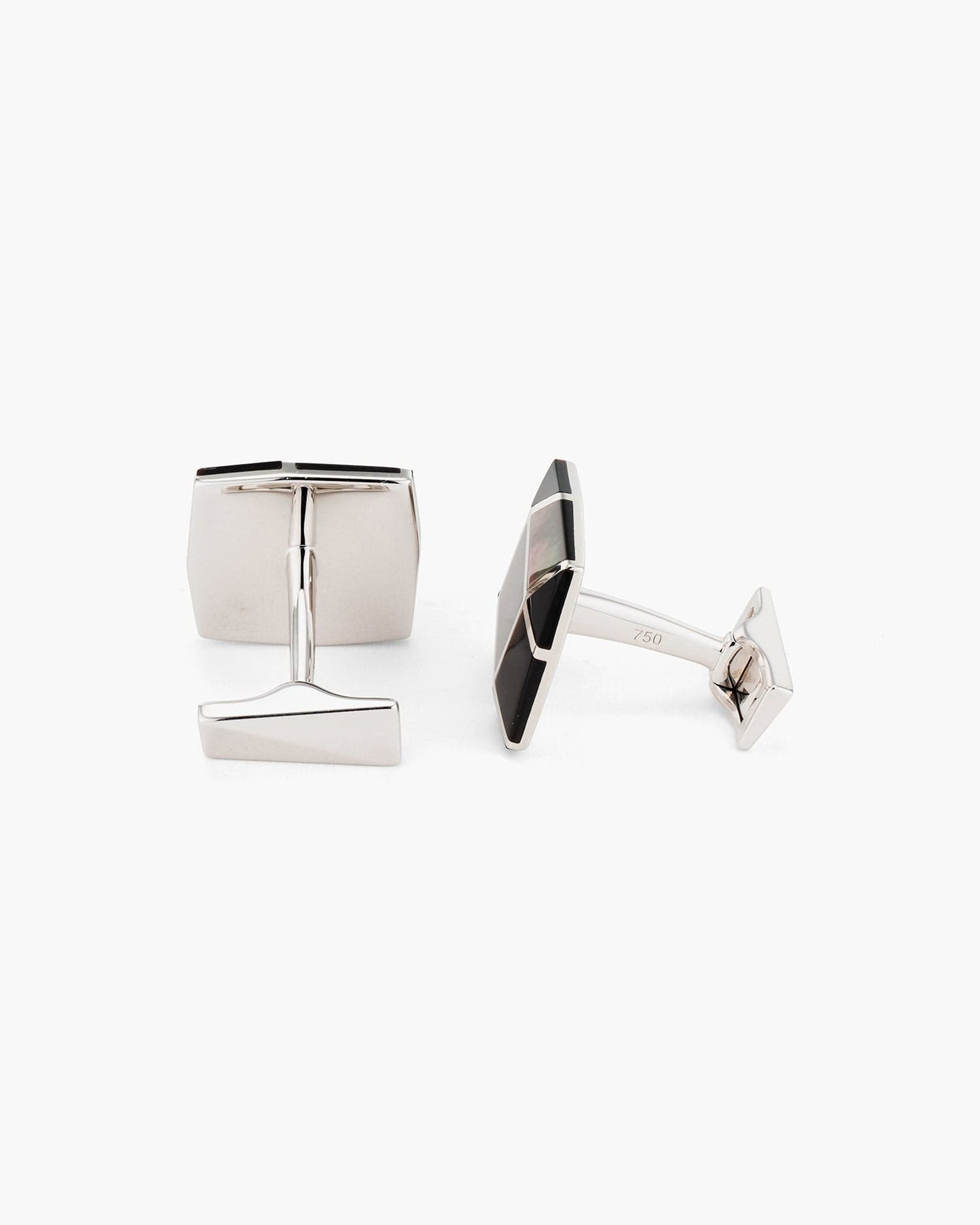 Black Mother of Pearl and Onyx Angular Checkerboard Cufflinks