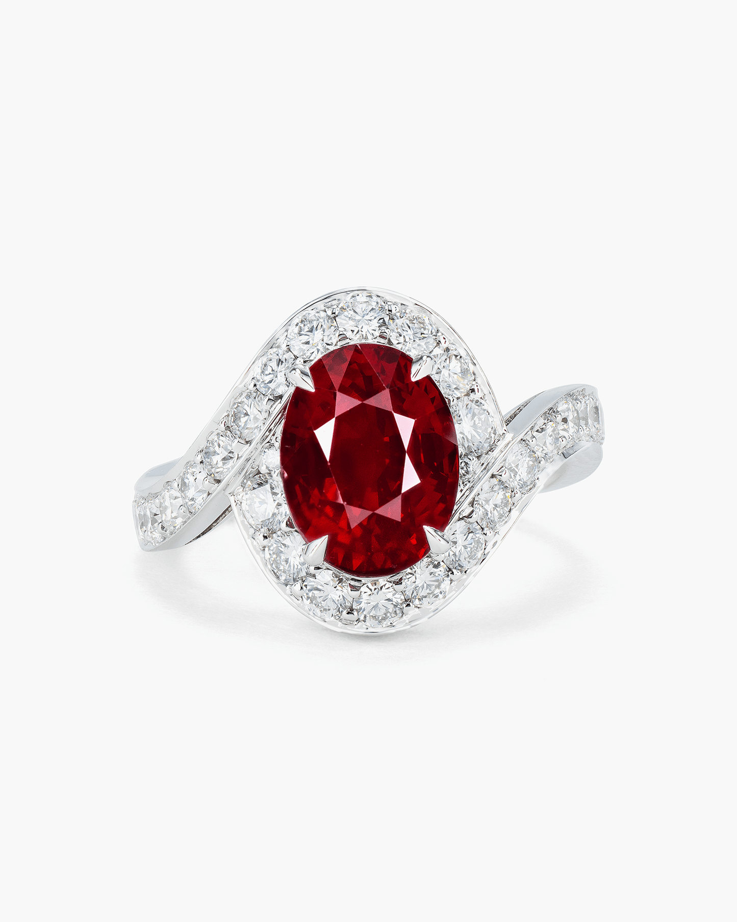 3.37 carat Oval Shape Mozambique Ruby and Diamond Ring