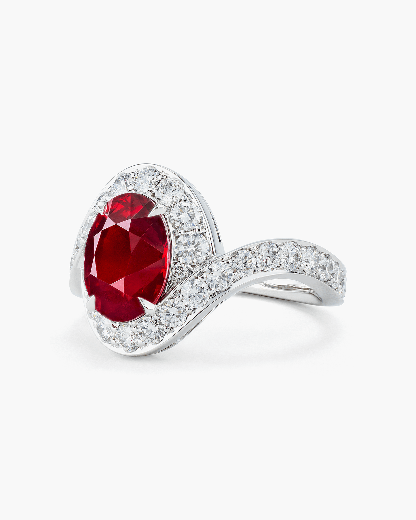 3.37 carat Oval Shape Mozambique Ruby and Diamond Ring