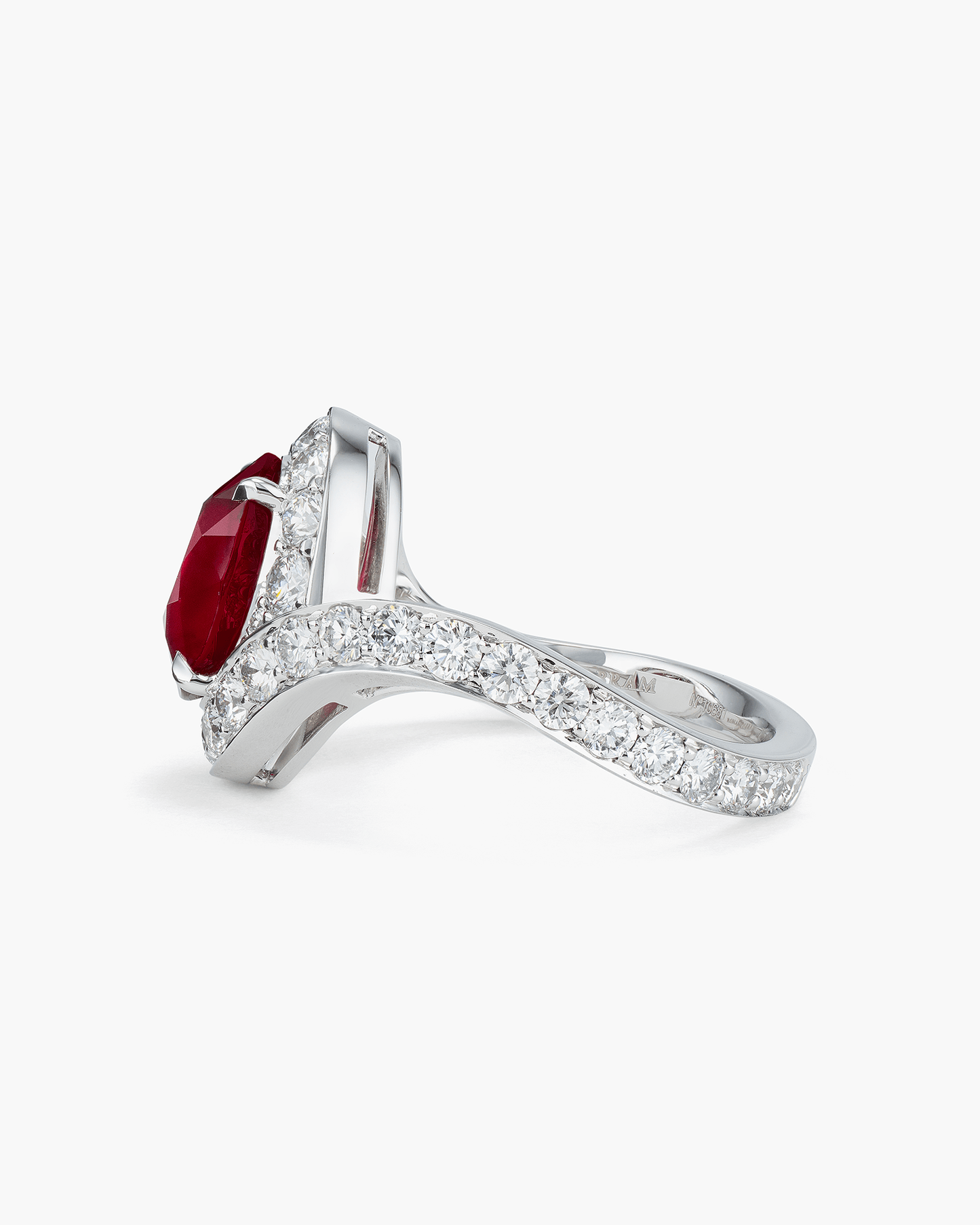 3.37 carat Oval Shape Mozambique Ruby and Diamond Ring