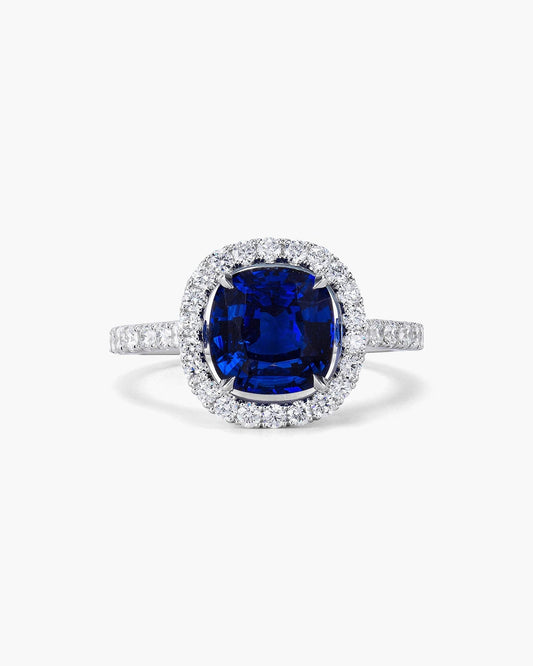 2.62 carat Cushion Cut Madagascar Sapphire and Diamond Ring