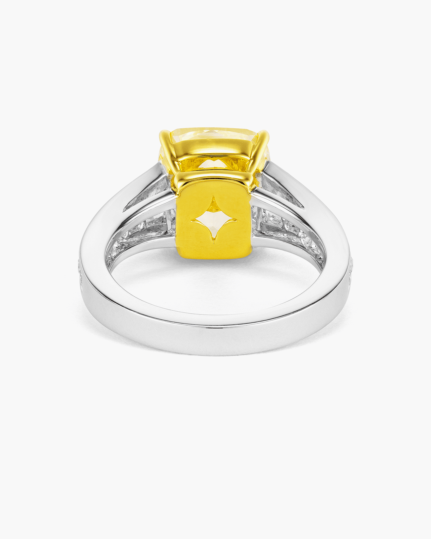 5.02 carat Cushion Cut Yellow and White Diamond Ring