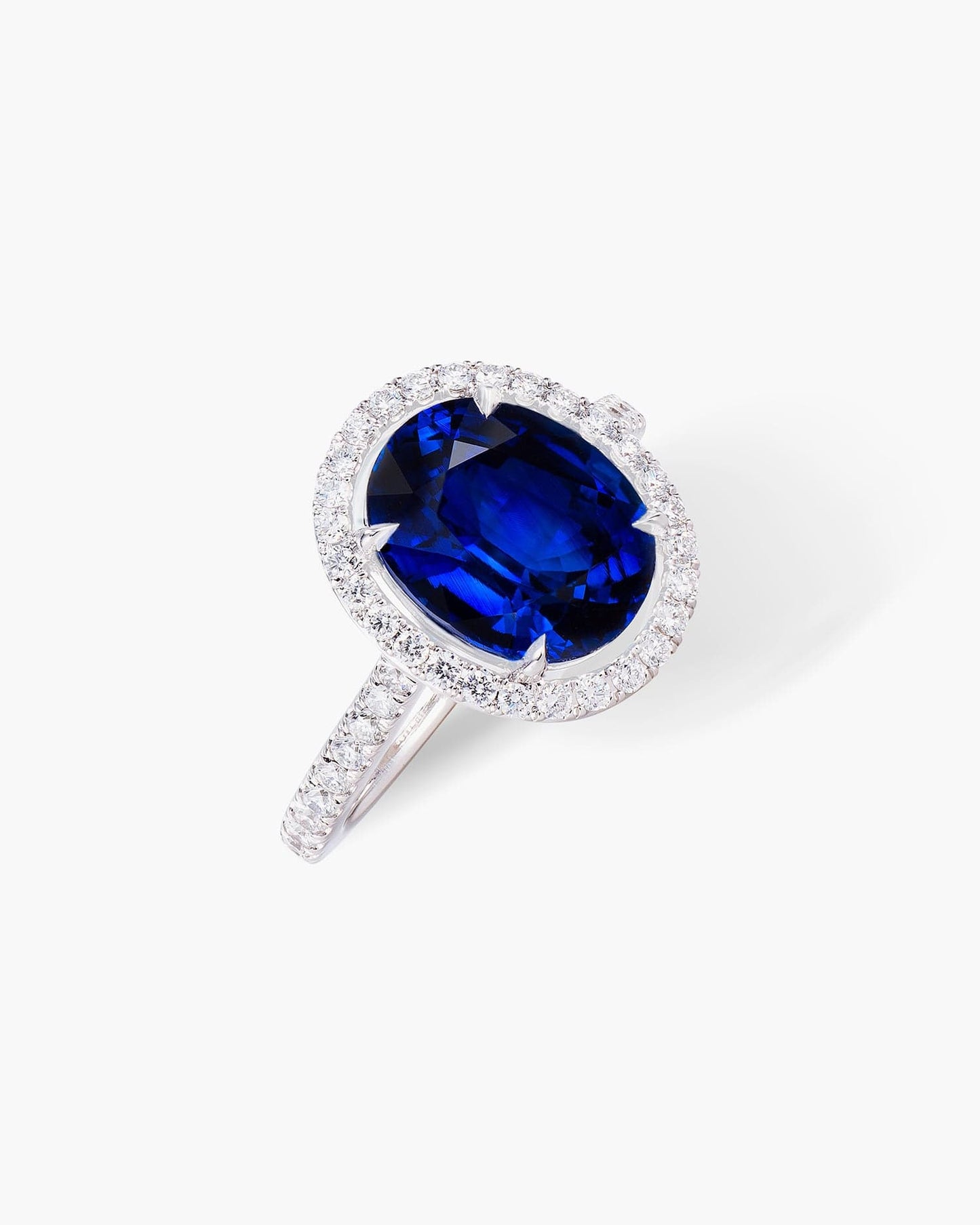 4.35 carat Oval Shape Ceylon Sapphire and Diamond Ring