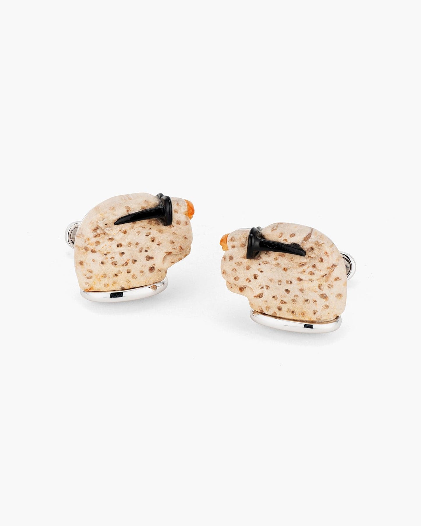 Petrified Palm Tree and Agate Snow Leopard Cufflinks