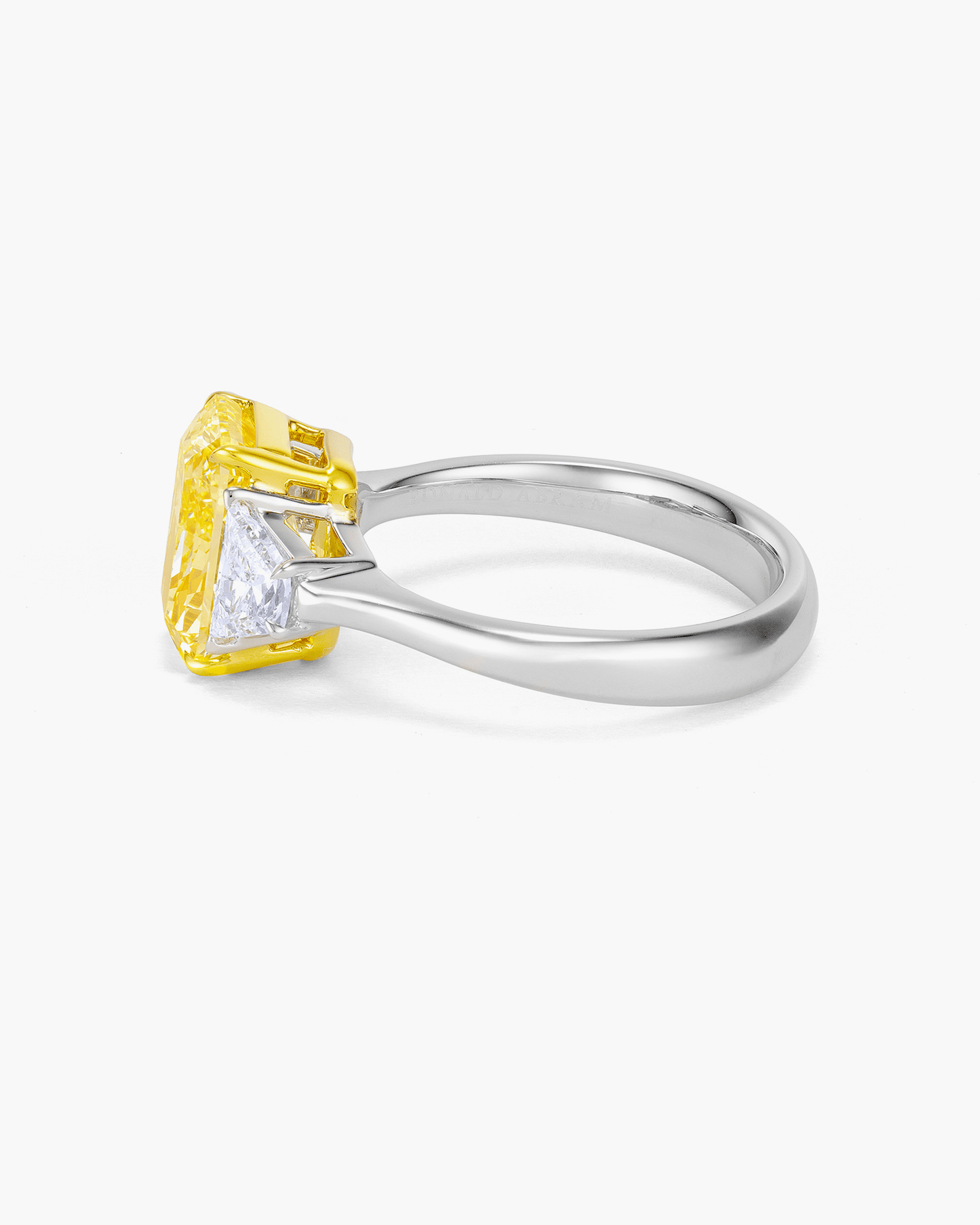3.03 carat Radiant Cut Yellow and White Diamond Ring