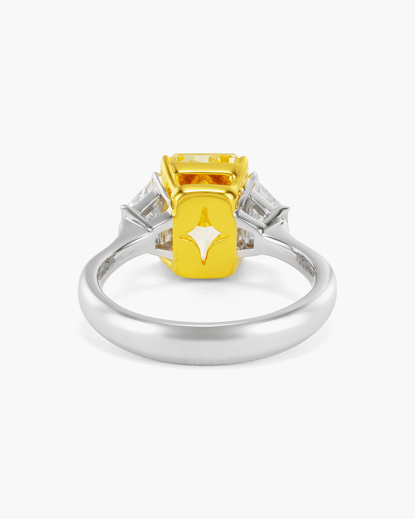 3.03 carat Radiant Cut Yellow and White Diamond Ring