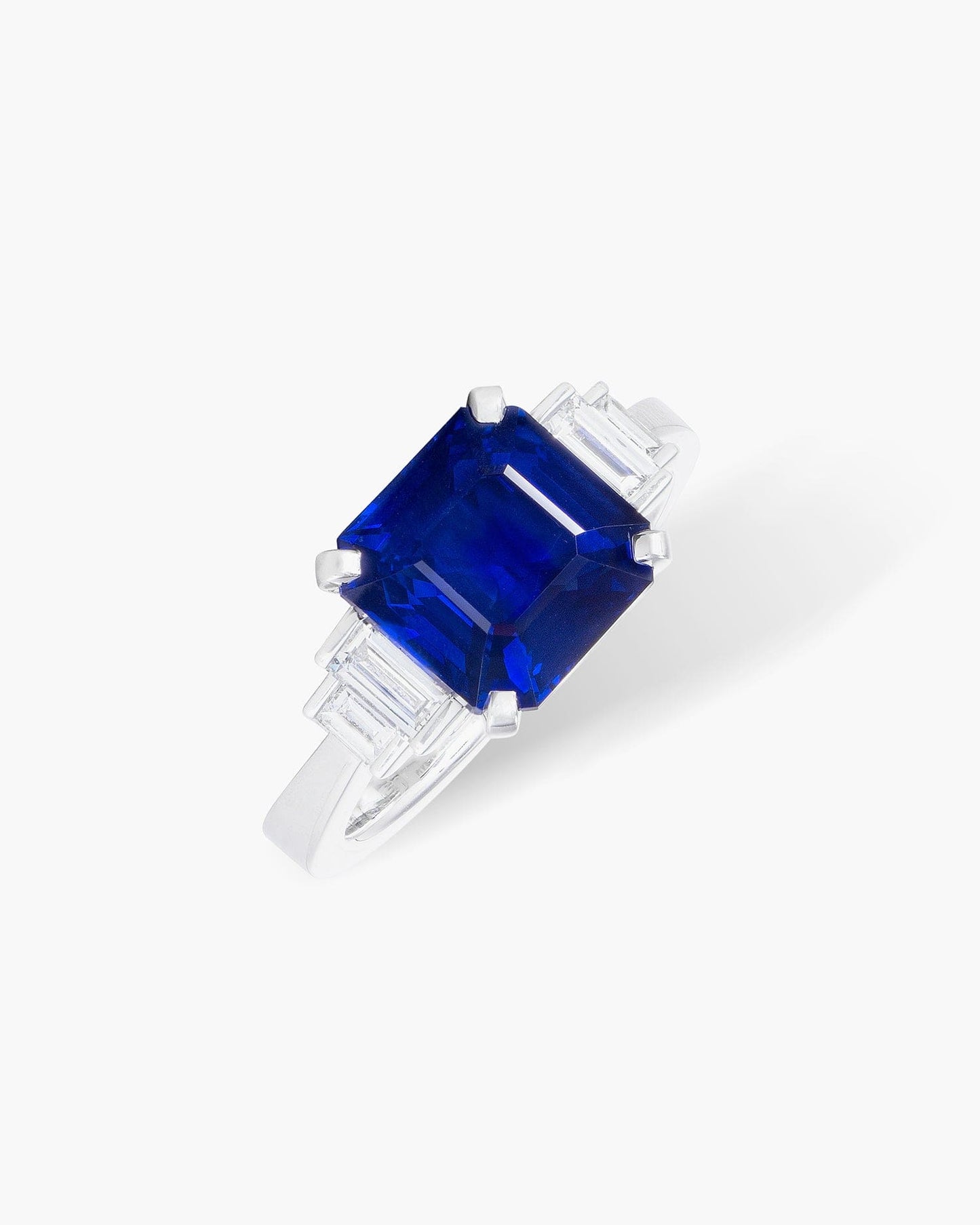 4.08 carat Asscher Cut Sapphire and Diamond Ring