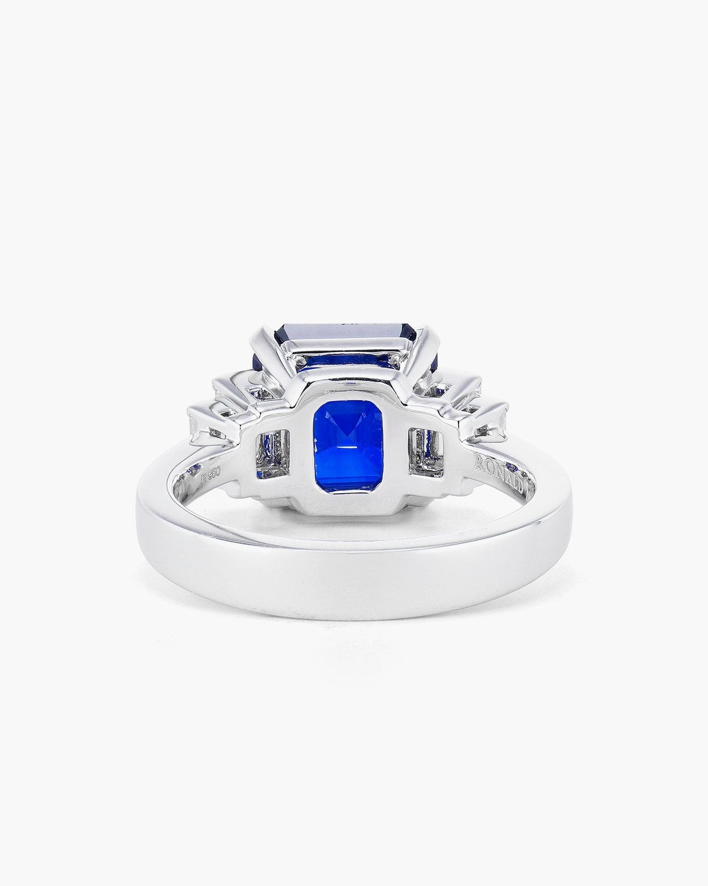 4.08 carat Asscher Cut Sapphire and Diamond Ring