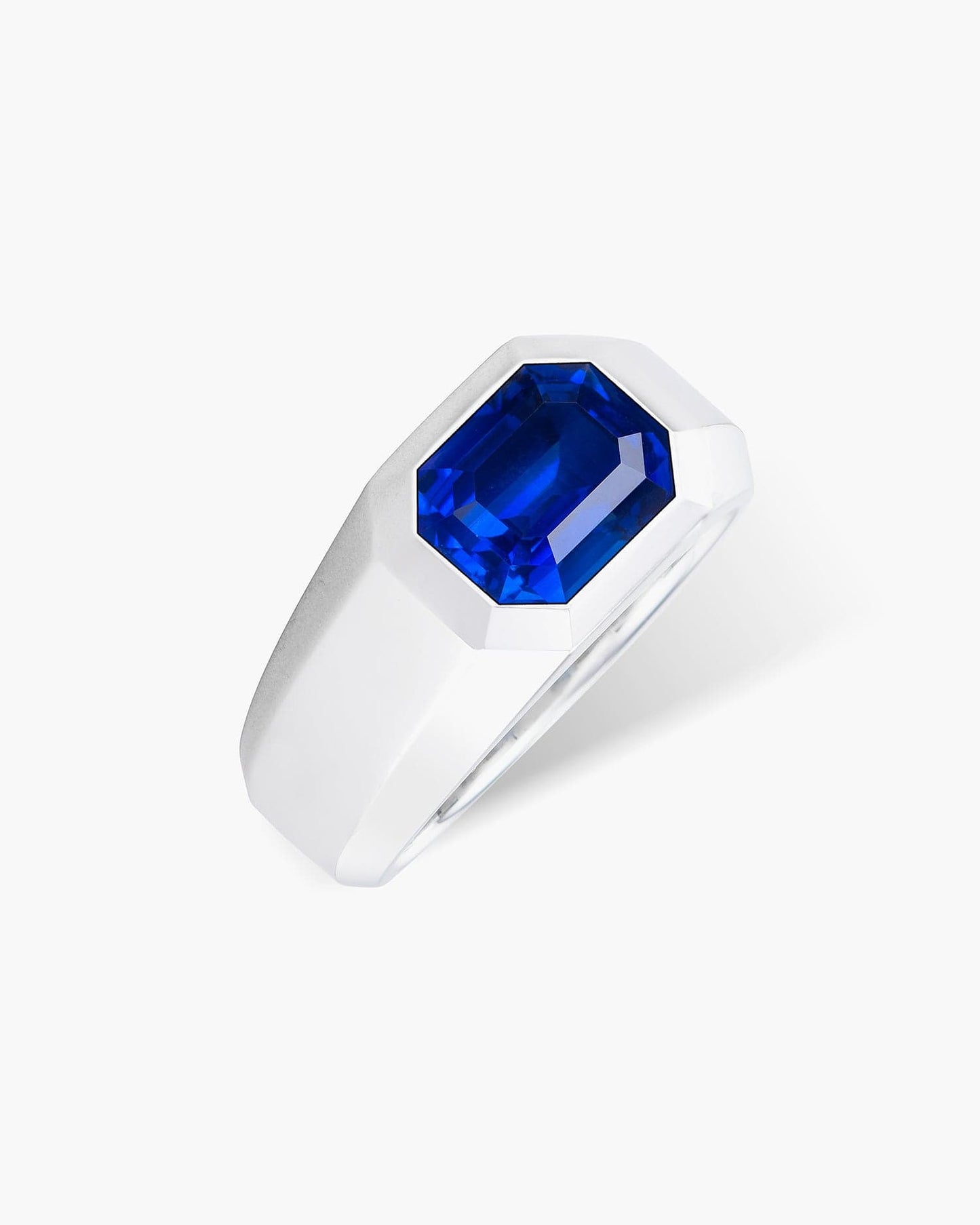 4.39 carat Emerald Cut Ceylon Sapphire Gentlemen's Ring