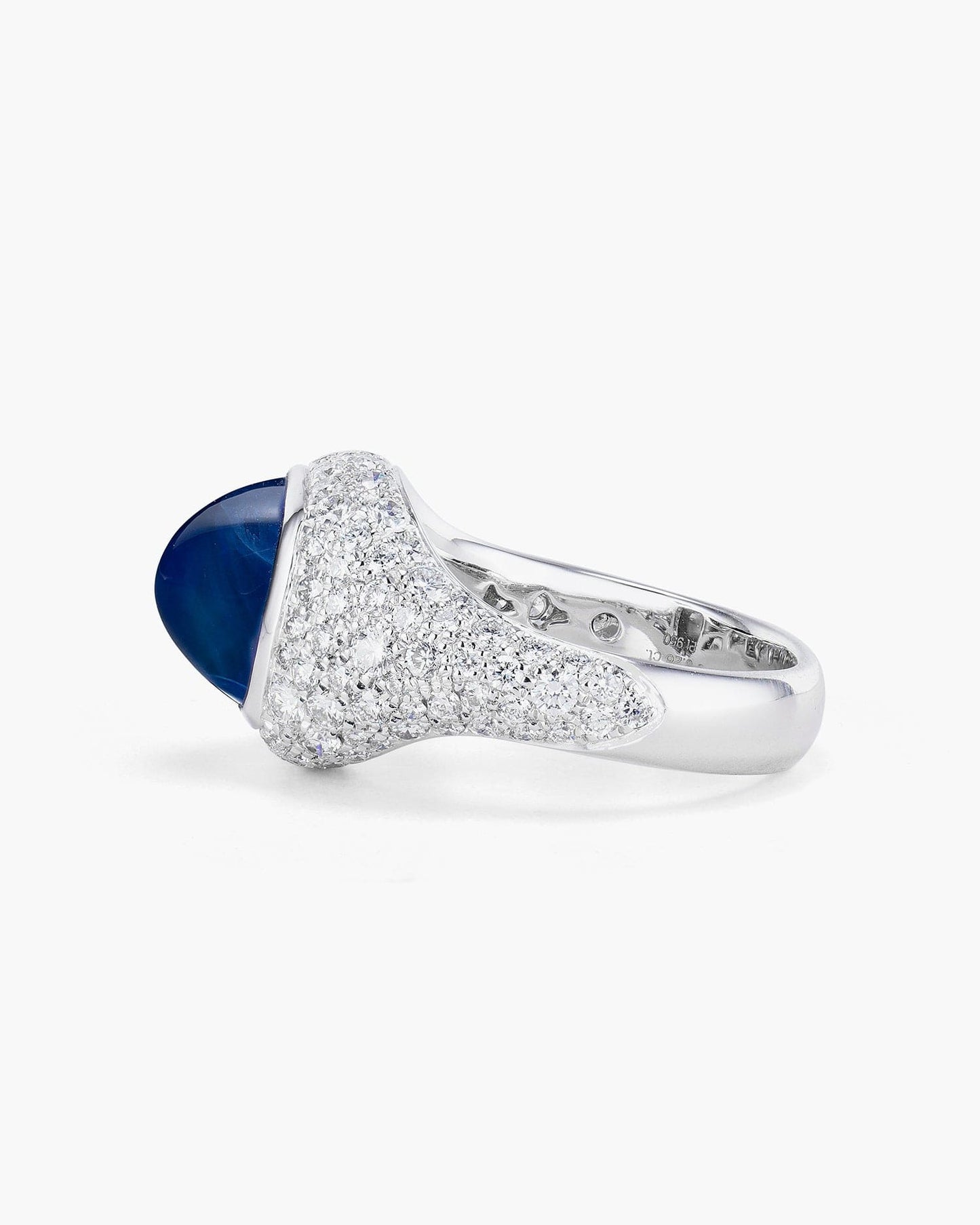 6.28 carat Cabochon Madagascar Sapphire and Diamond Ring