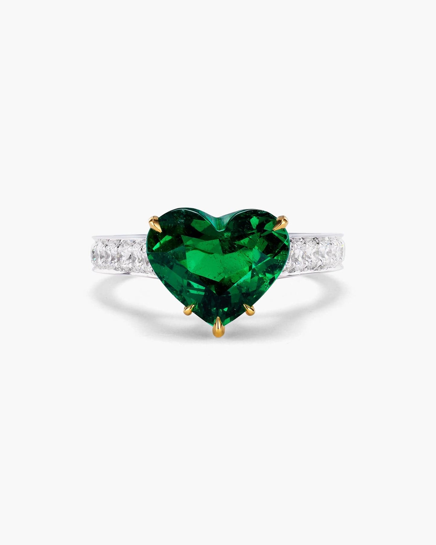 3.09 carat Heart Shape Colombian Emerald and Diamond Ring