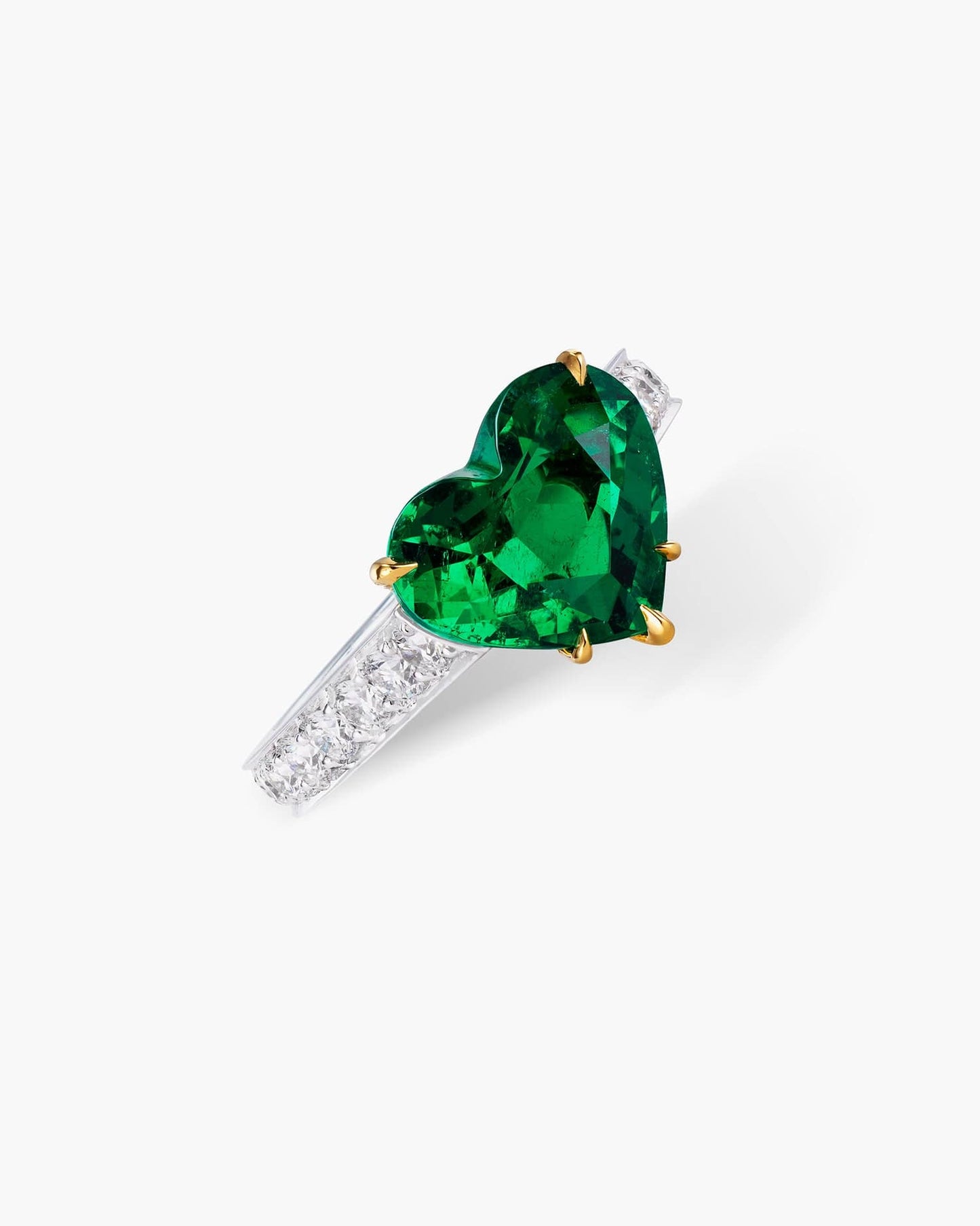 3.09 carat Heart Shape Colombian Emerald and Diamond Ring